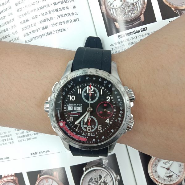 流當手錶拍賣 原裝 HAMILTON 漢彌頓 X-wind 計時 不鏽鋼 自動 男錶 9成新 UR007